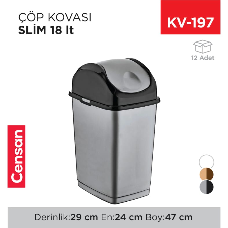 Slim Çöp Kovası 18 lt (09403)