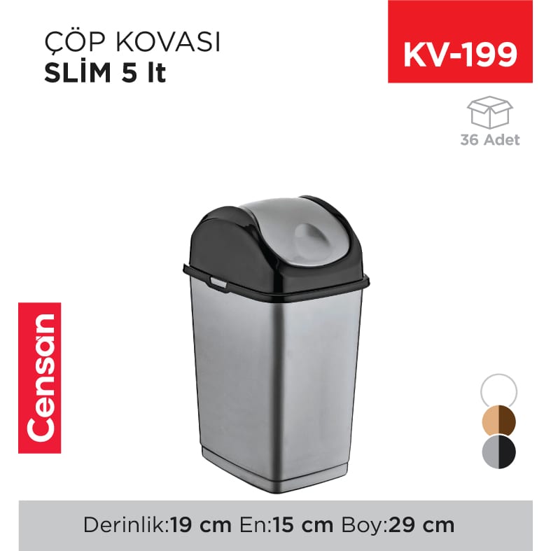 Slim Çöp Kovası 5 lt (09401)